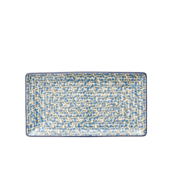 Polish Pottery large serving plate with all over small blueberries with green leaves, Ceramika Artystyczna, 1658X