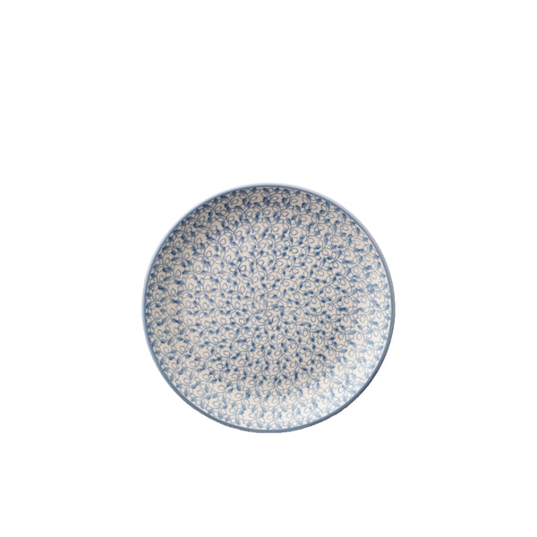 Polish Pottery breakfast plate 8" with small dove-grey leaves all over the surface, Ceramika Artystyczna, Boleslawiec, 2343S