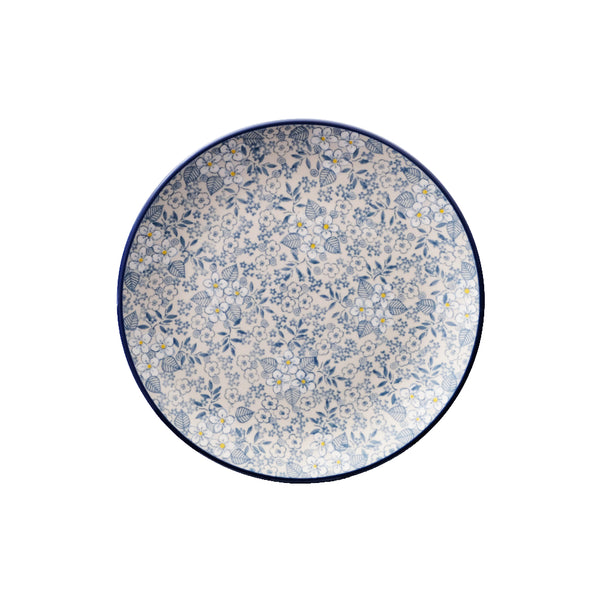 Polish Pottery dinner plate 10" with dove-grey floral motif and yellow center, Ceramika Artystyczna, Boleslawiec, U4784