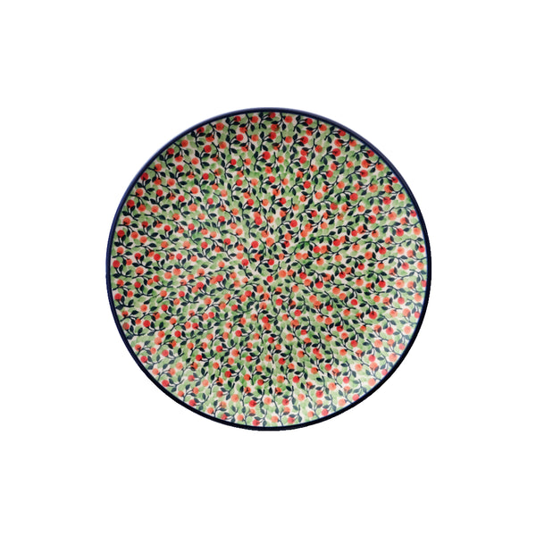 Polish Pottery dinner plate 10" with orange-red berries all over the surface, Ceramika Artystyczna, Boleslawiec, U4806