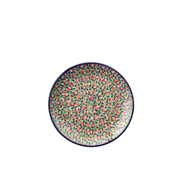 Polish Pottery breakfast plate 8" with orange-red berries all over the surface, Ceramika Artystyczna, Boleslawiec, U4806
